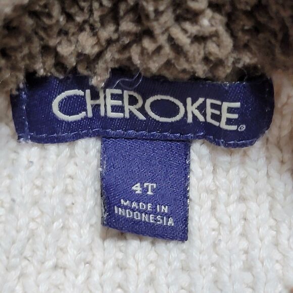 Cherokee Cream Knit Toddler Sweater Quarter Button - Size 4T - Picture 4 of 5